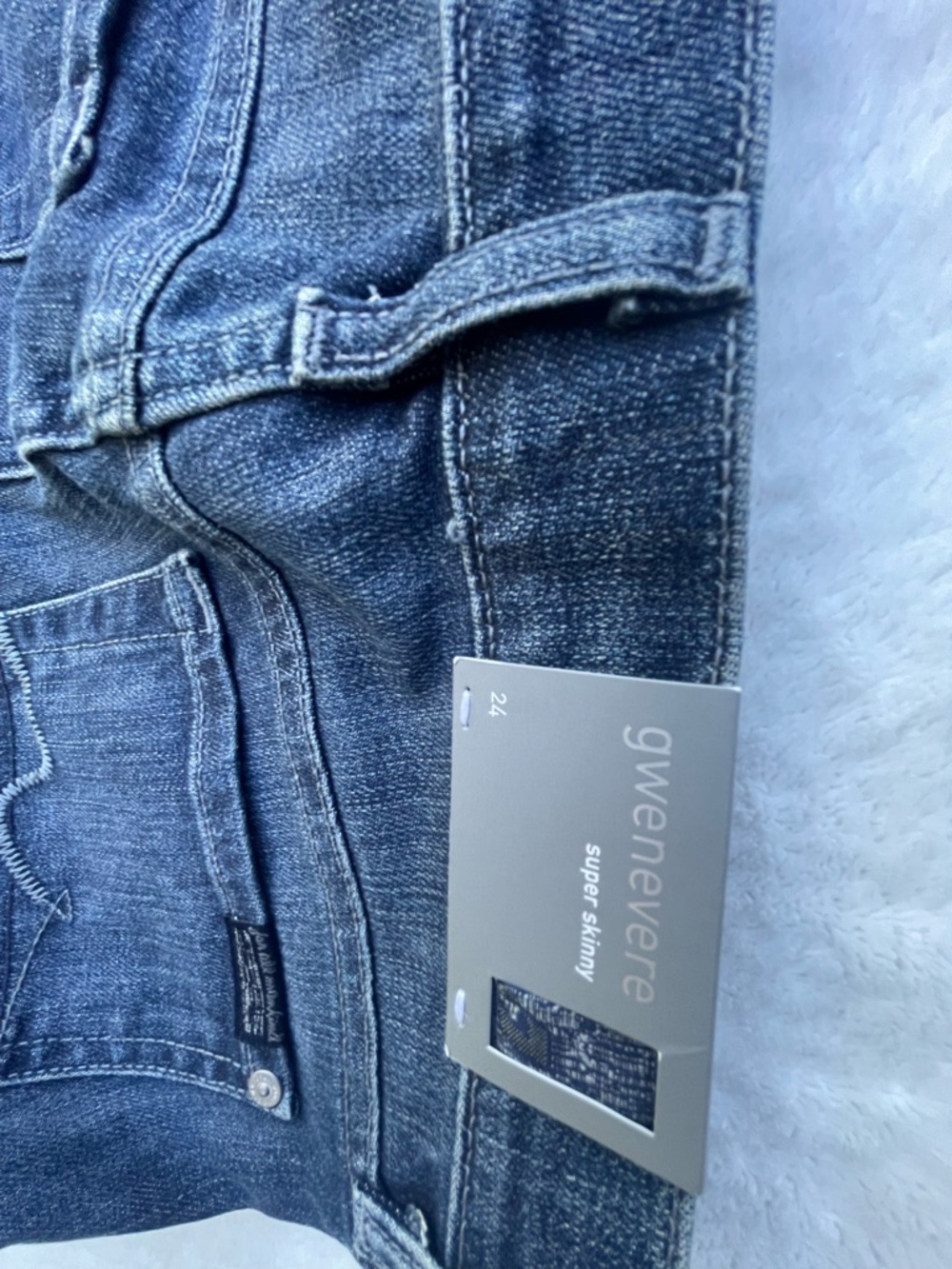 7 for All Mankind Gwenevere Super Skinny Jeans Low Rise Dark Wash Size 24 Denim - Picture 14 of 16